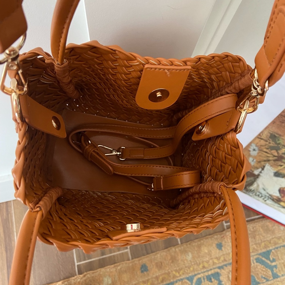 Anthropologie woven mini hollace tote
